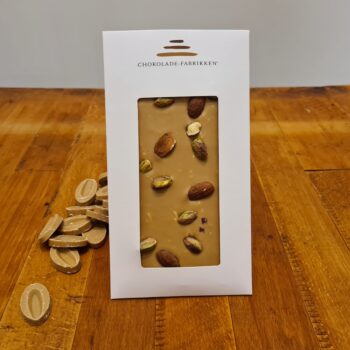 Dulcey chokolade med mandler og pistacie