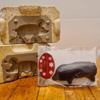 Lille halv marcipangris med chokolade