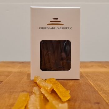 Syltet orangegrene overtrukket i mørk chokolade